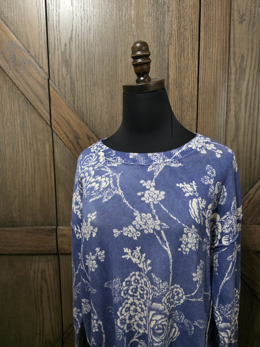 Sundance Blue and White Floral Sweater - Picture 2 of 4